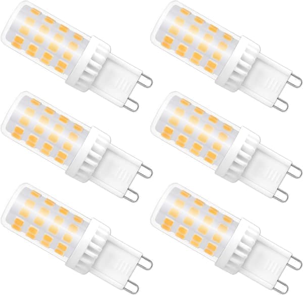 Dimmable G9 LED Bulb, 4W Equivalent to 40W Halogen, 480 LM, Warm White 3000K, Standard G9 Base, 360° Beam Angle with 6-Pack-FO-