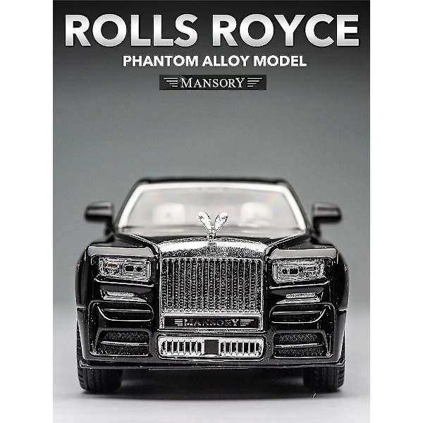 1/24 Rolls Royce Phantom Leksaksbilmodell Diecast Metall Lyx Miniatyr Drag tillbaka Ljud Ljus Dörr Öppningsbar Samling Present Barn Rolls Royce Phantom3