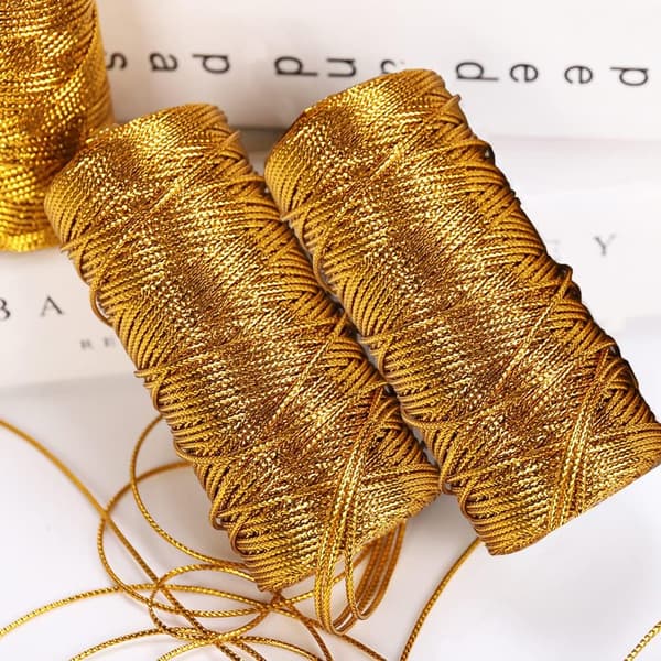 Gold Thread Metallic Thread Gold Wire 100m Glittering Thread for Crafts Gift Wrapping or Christmas Tree Decoration Gift Card 1 Roll-FO- gold