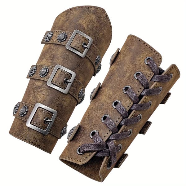 Viking Håndledsbeskytter PU Læder Middelalder Cosplay Scenerekvisit Par 1 Pair