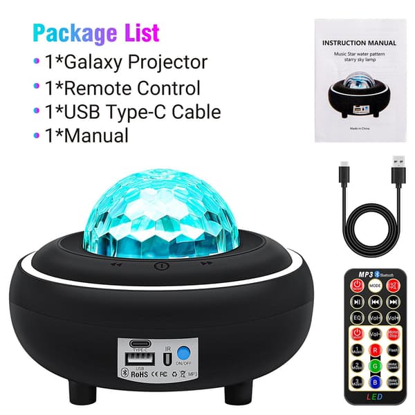 Stjerneprojektor LED Batteri - Galaxy Stjerneprojektor - 2.5t Sort-FO-