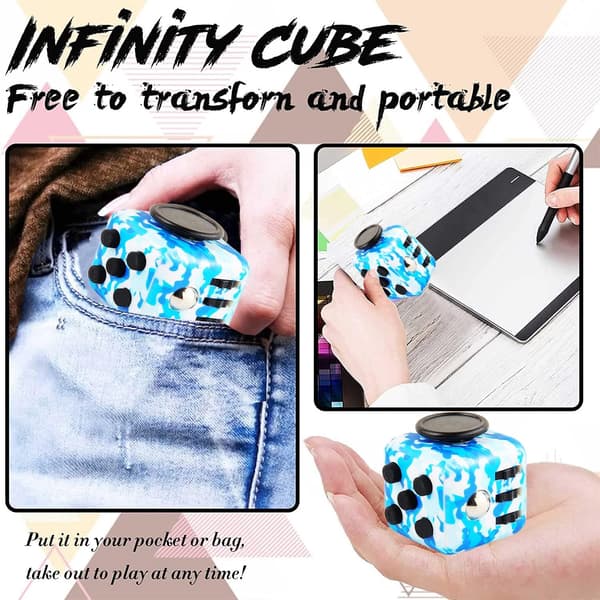 1. Blå Anti-Stress Fidget Toy Cube Anti Stress Legetøj Dekompression-FO-