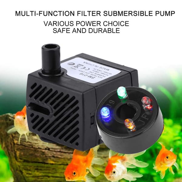 Dränkbar vattenpump med lampor, fontän för akvarium, hem, damm, utomhusfunktion, statyer, trädgårdar, hydroponik, vattenfall-FO-