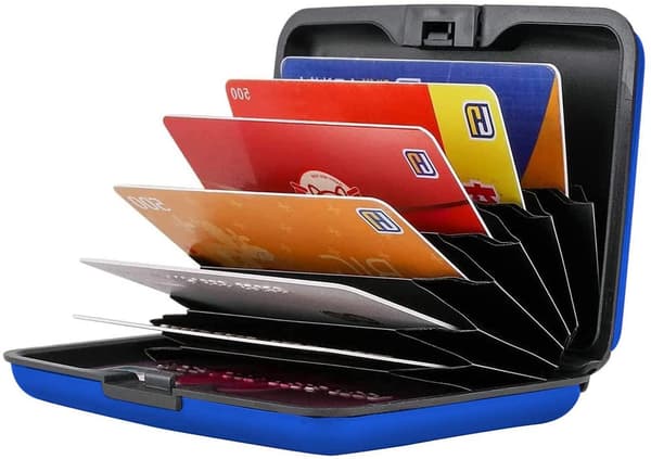 Kortholder i aluminium med RFID-beskyttelse Blå-FO-