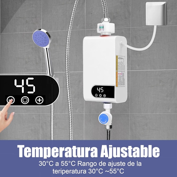 Elektrisk Direktvattenberedare 5500W, Genomströmningsberedare med Dusch, Tanklös Vattenberedare, Panta‘-XT-