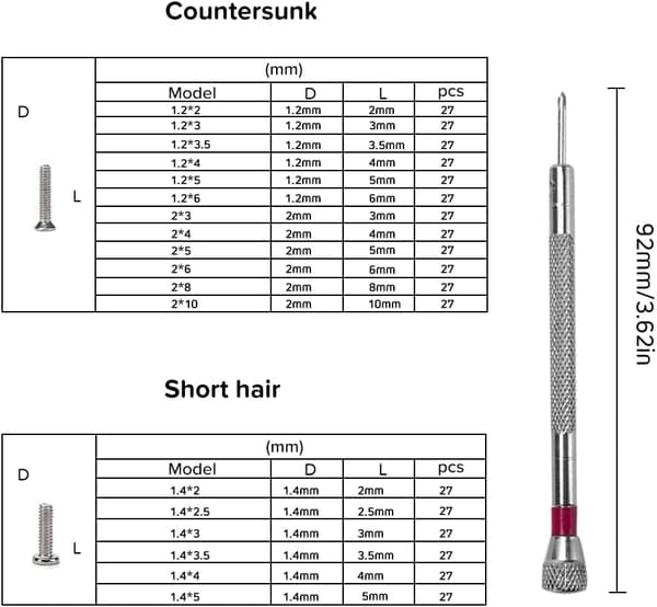 Eyeglass Screw Repair Kit, High-Quality Stainless Steel for Precision Repair, Assorted Small Screws Suitable for Various Repairs-FO-
