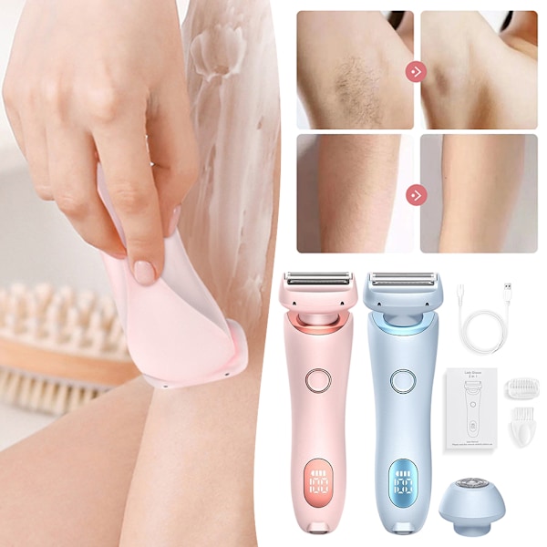 2-i-1 Bikini Trimmer Elektrisk Rakapparat för Kvinnor, Silky Glide Pro Håravlägsning för Rakning av Ben, Armar, Armhålor och Ansikte Pink