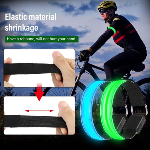 4-pack USB uppladdningsbara LED-säkerhetsarmband, justerbara blinkande-FO-