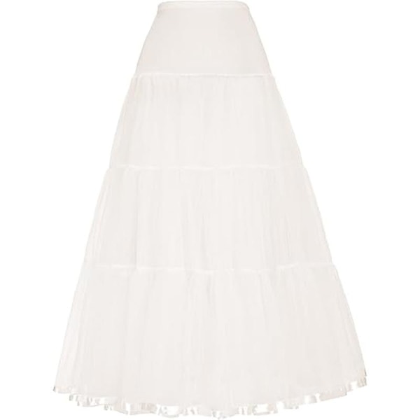 Dame Ankel Lange Underskjørt Skjørt Bryllup Halv Slip Krinoliner Underskjørt Beige‘-XT- Beige S M