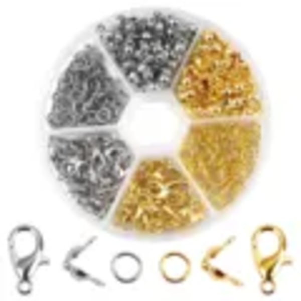 500 st/ask Smyckestillverkningssatser Hummerlås Öppna Hoppringar Ändklämmor Pärlor Ask Set Handgjorda Armband Halsband Tillbehör