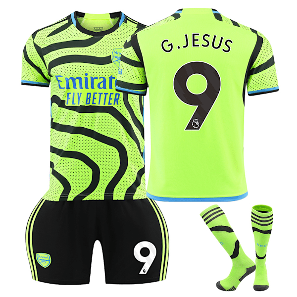 2324 Arsenal Away Green Jersey Set with Socks No.9 G.JESUS No.9 G.JESUS L