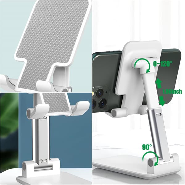 1 pc (White) Innovative Foldable Adjustable Phone Holder, Mobile Holder, Desktop Mobile Holder, iPhone Desktop Stand, iPad Samsung Mini iPhone Al-FO-