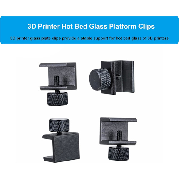 4 stk. glasbedklemmer, glashylde, til 3D-printer varm seng justerbart 3D-printertilbehør Sunmostar-FO-