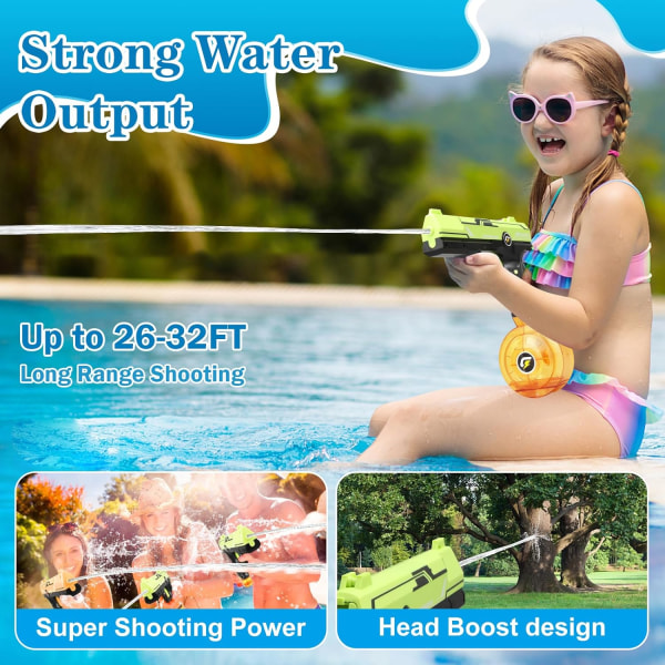 Elektriske vannpistoler - Oppladbare automatiske vannpistoler med 2 magasiner, vannpistol barn voksne