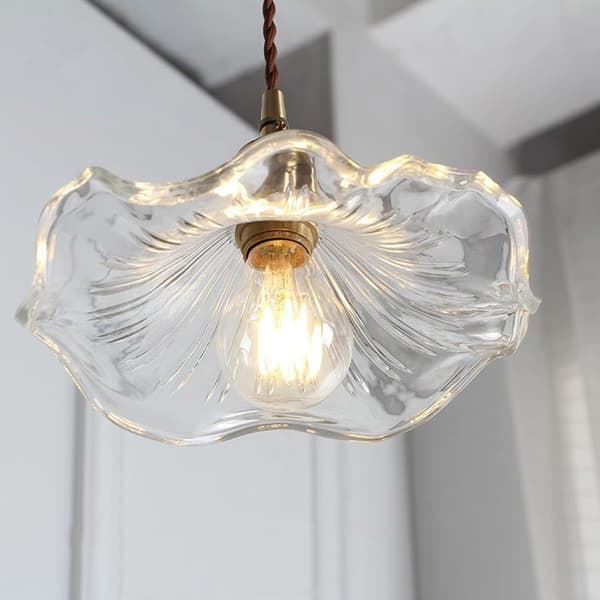 Nordisk Moderne Guld & Grøn Glas Blomster Lysekrone til Stue-FO-
