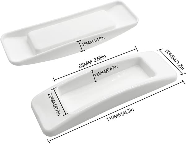 Self-adhesive sliding door handle with double-sided tape for cabinets, windows, refrigerators, drawers, glass doors (white)-FO-