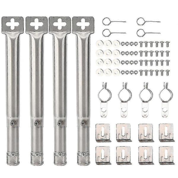 4 stk Universal Justerbar Rustfrit Stål BBQ Gasgrill Erstatning Lige Rør Brænder Barbec-FO-