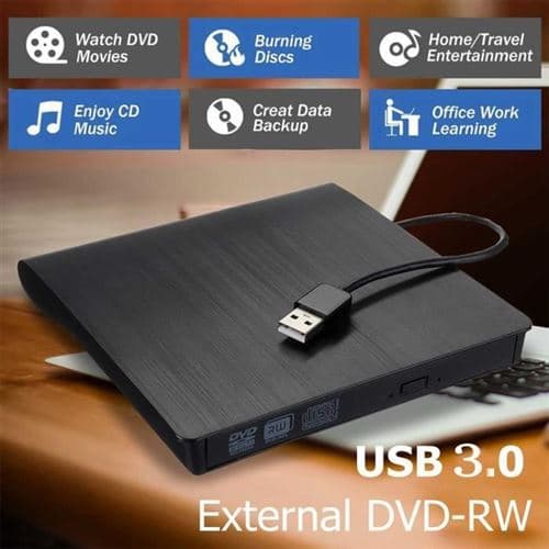USB 3.0 Ultra Slim Bærbar Ekstern DVD CD-brennerstasjon --FO-