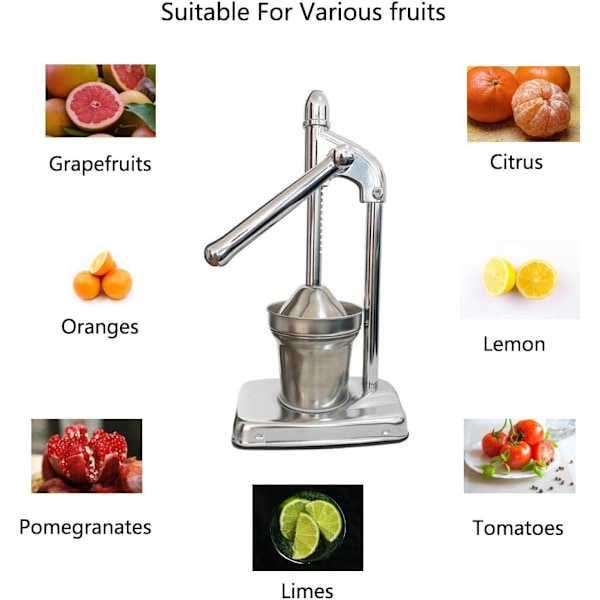 Citruspress håndpresse appelsinjuicepresse manuel juicepresse citronpresse presse til lime granatæble grapefrugt og anden frugt rustfrit stål si