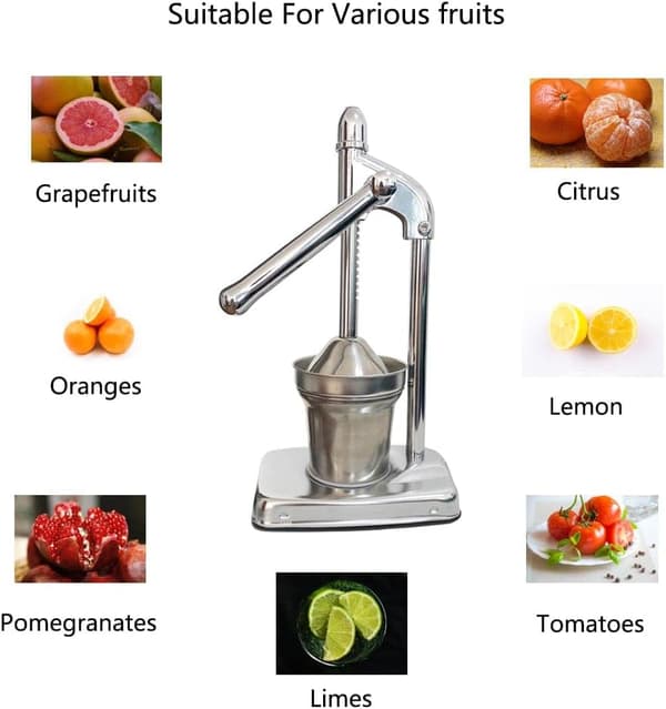 Manuell sitruspresse for appelsiner, lime og granatepler i rustfritt stål-FO-