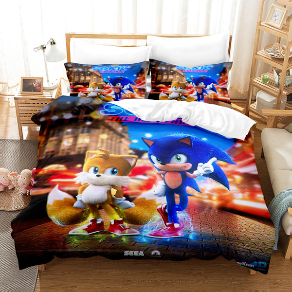 Sonic tecknad anime sängkläder täckeset tredelat 135*200