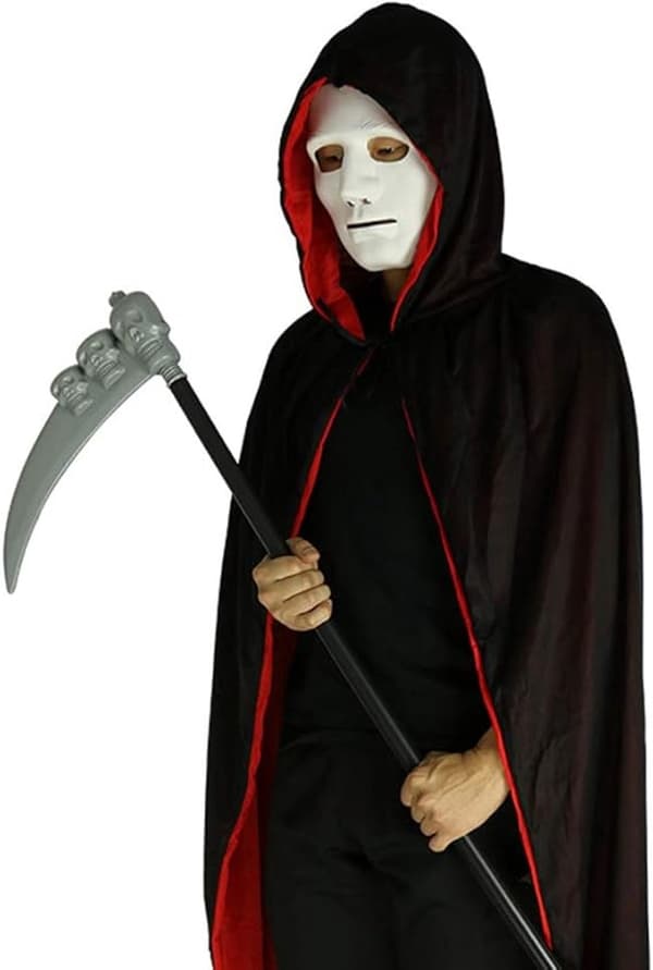 Vendbar kappe med hætte til Halloween-cosplay og karnevalskostumer
