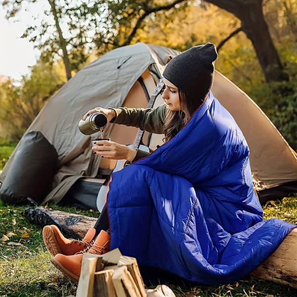 Nylon Campingteppe Piknikmatte Utendørs Sjal Kappe Blue