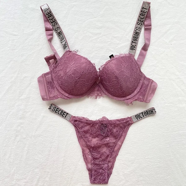 Seksikkäät alusvaatteet mukavat naisten setti Push Up -rintaliivit Victoria's Secret -alusvaatesetti naisten alusvaatteet Vetement Femme musta