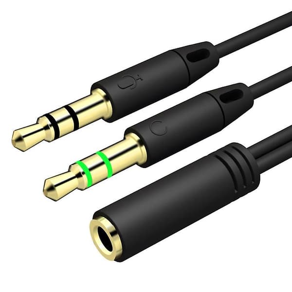 Lydkontaktkabeladapter 3,5 mm hun til 2 hann 3,5 mm splitter