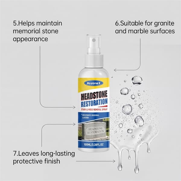 Gravstensrestaurering Pletfjerner Mosfjerner Spray Effektiv Gravstensrens Restaurator Fjerner Snavs Mos-FO- 1pc