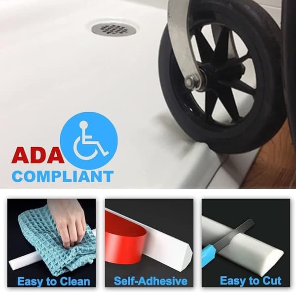 1m Self-Adhesive Shower Threshold Strip, Waterproof Silicone Barrier for Bathroom and Kitchen, Shower Threshold / Water Barrier-FO- Grå