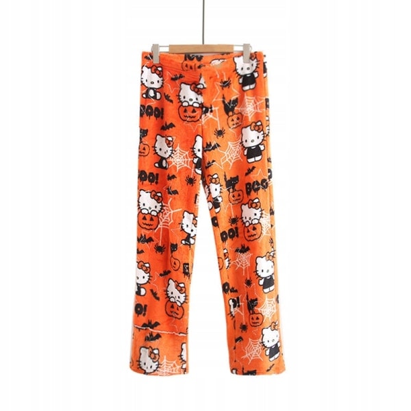 Cartoon HelloKitty flanellpyjamas Plysch och tjock isolering pyjamas för kvinnor gul XL yellow