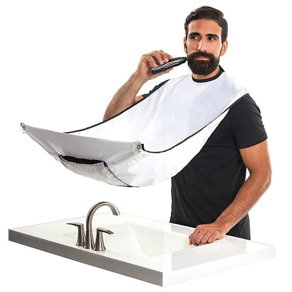 Skjeggforkle for barbering (hvit)
