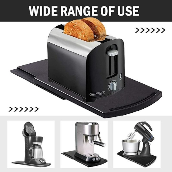 Sort multifunktionel udtræksbakke til køkken, udtræksmåtte til kaffemaskine, blender, køkkenmaskine, husholdningsapparater, brødrister