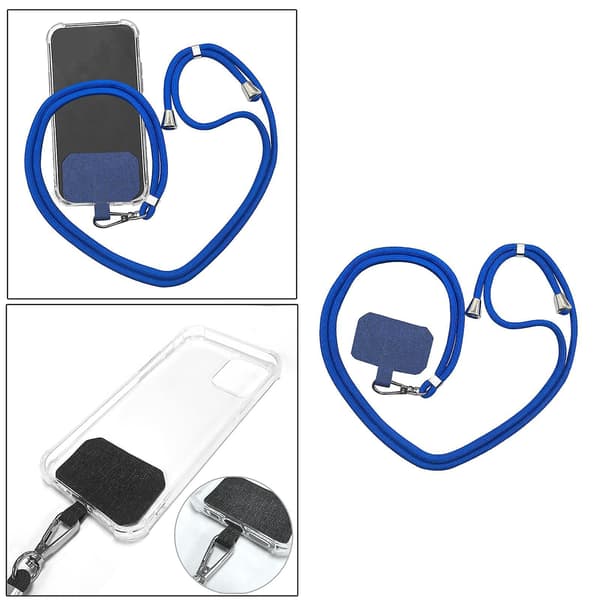 Avtagbar justerbar mobiltelefon logoband halsrem blå-FO-