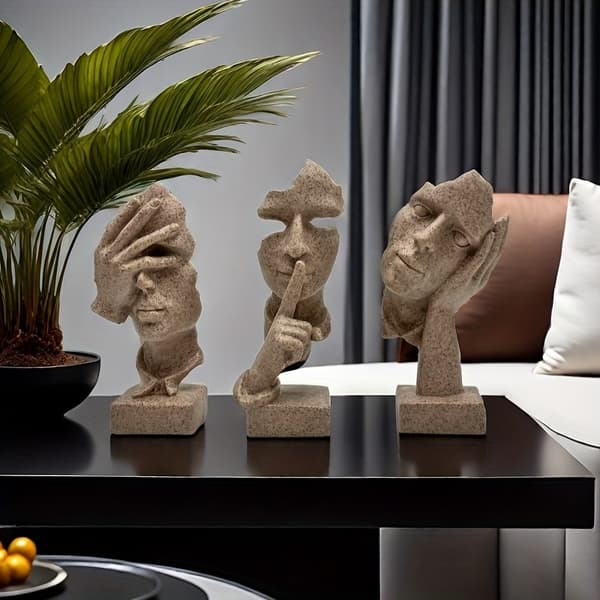 Abstrakt karaktermaske-skulptursæt til bolig- og kontorindretning 3pcs D2488 Set