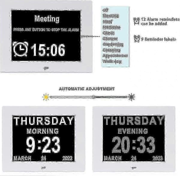 2024 Demensur til ældre med stort digitalt display, dato og dag-FO-