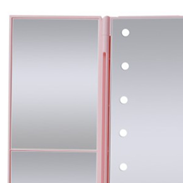 Belyst sminkspegel minimalistisk förstoring touchkontroll trefaldig LED-sminkspegel rosa