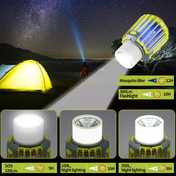 Insektfanger Bærbar Campinglykt med LED-lommelykt 3-i-1 U-FO-