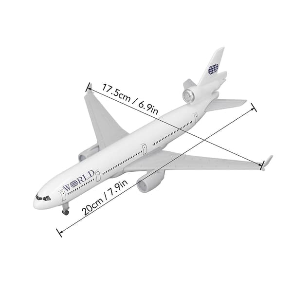 Flygplansmodell i legering, simulerad exakt skala, stabil bas, 3 hjul, gjuten metallmodell 20 cm-FO-