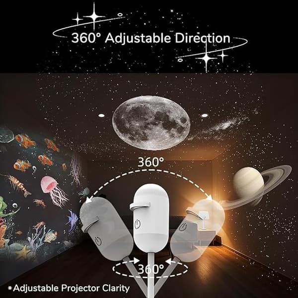 HD Smart Dynamic 5D Holographic Night Light Projector, Plug and Play HD Star Projector with 3/6/12/24 Projection Films-FO- With 12 films