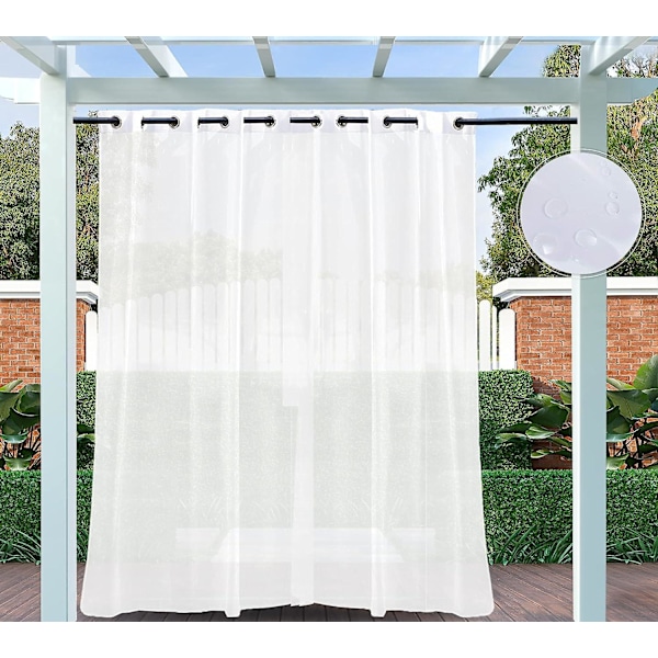 Ekstra store utendørs gardiner med øyeblikk - [w54xw84in] 137cmx213cm, hvit, klippt, muggbestandig for pergola, balkong, strandhus, pergola, cabana 1 stk