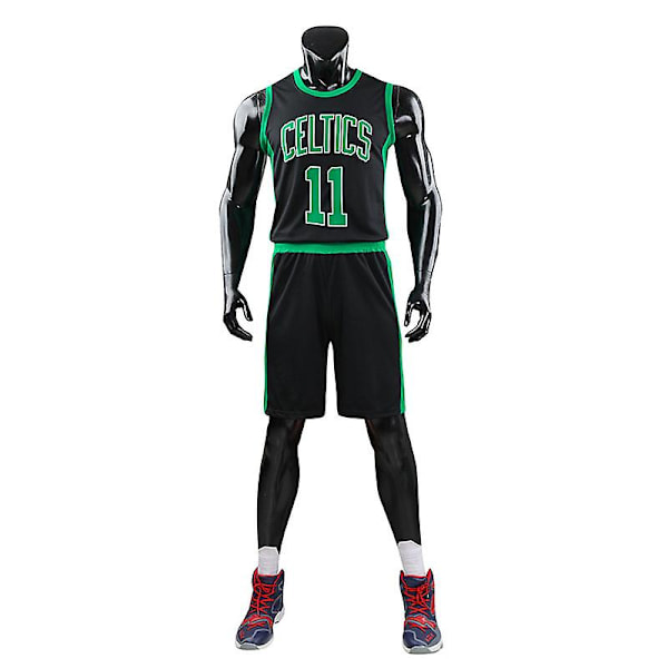 Svart Celtics #11 Baskettröja Set för Vuxna - Basket T-shirt och Shorts L (160-165CM)