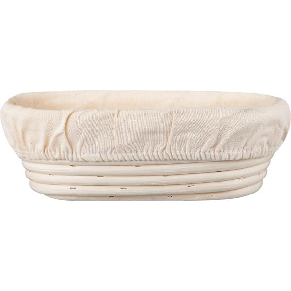 2-pack Proofing Basket - Oval 25 cm Bread Proofing Basket - Handmade from Natural Rattan - Includes Linen Cloth - For Sourdough and Bread Baking-FO-