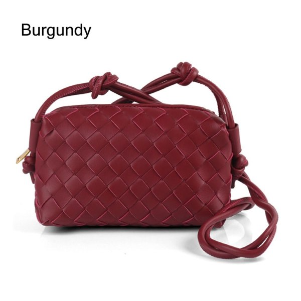 Crossbody-veske for kvinner PU-flettet BURGUNDY Burgundy