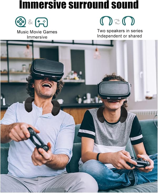 Bluetooth 5.0 halsbåndshøjttaler med støjreducerende mikrofon og 3D stereolyd