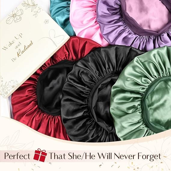Dobbeltlags satenghette for krøllete hår - Sovehette for menn og kvinner