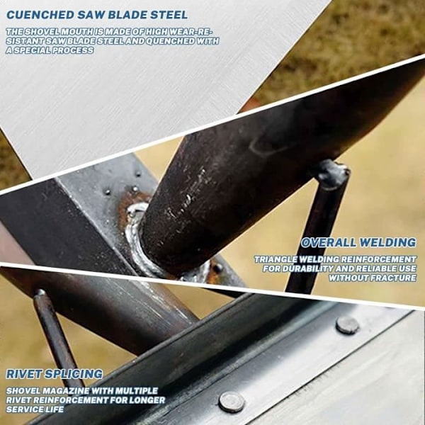 Rengjøringsspade, Hagespade i rustfritt stål, Hagespade for ugress og mose (26 cm)