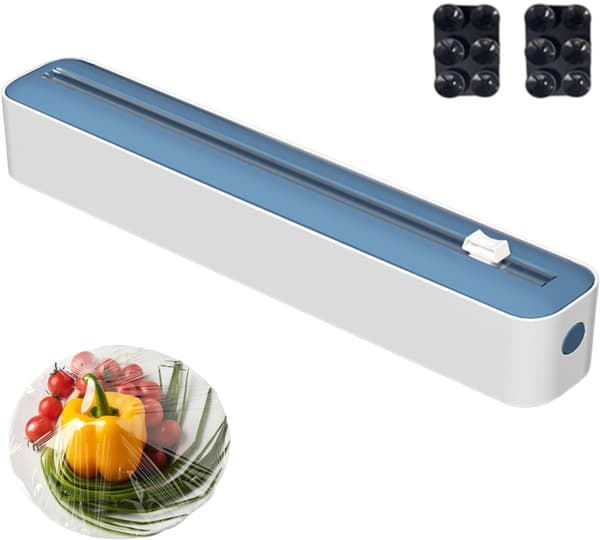 Plastfoliedispenser med justerbar öppning och sugkopp för köksbruk Yellow