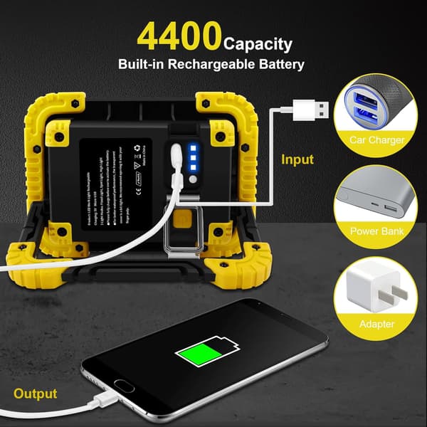 Oppladbar LED-arbeidslampe - 3000 Lumen Spotlight Lommelykt-FO-